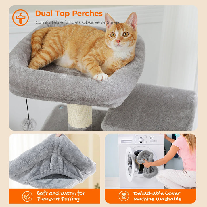 Cat Tree Tower with Modern Spacious Hammocks