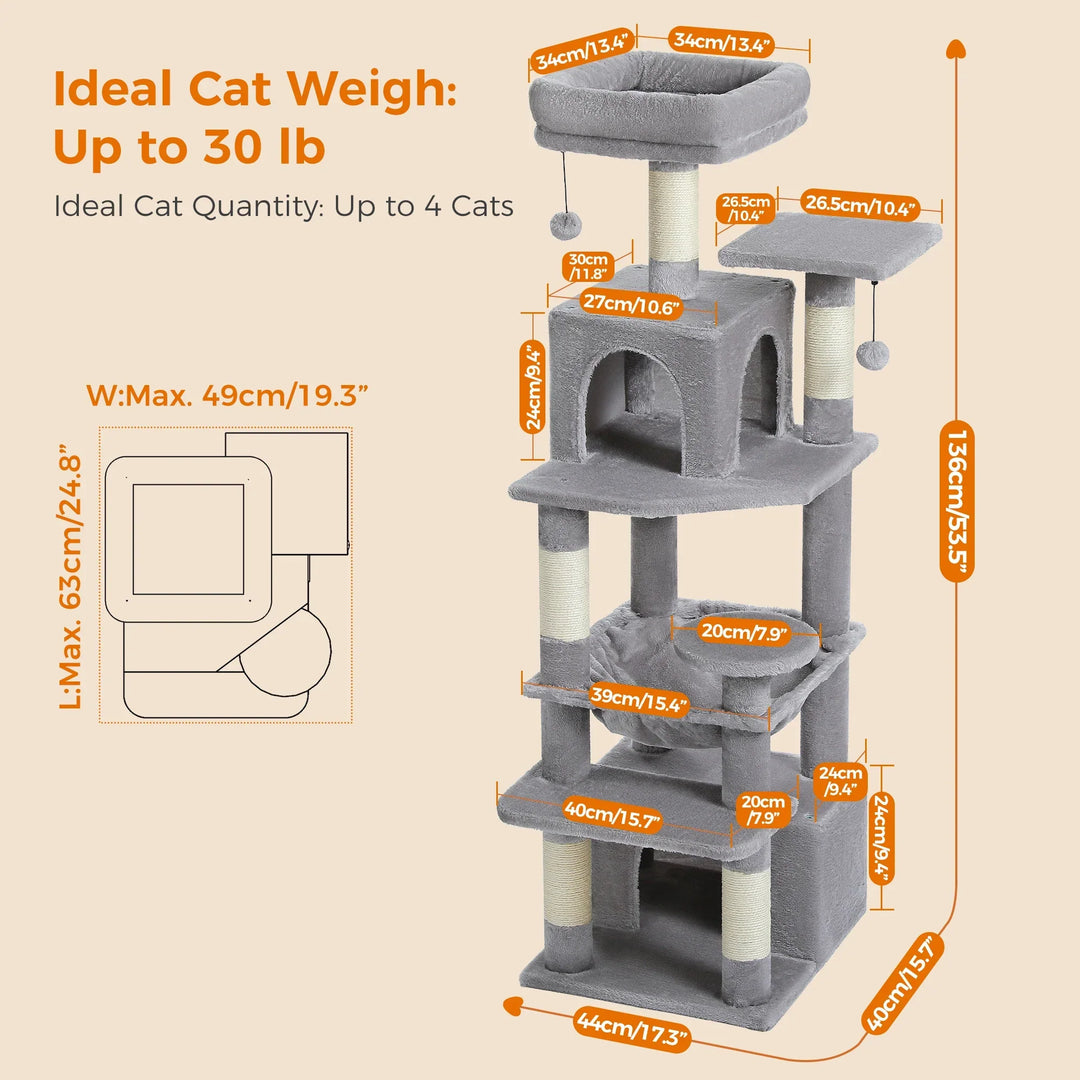 Cat Tree Tower with Modern Spacious Hammocks
